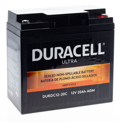 Duracell Ultra 12V 20AH Deep Cycle AGM Sealed Lead Acid (SLA) Battery with M5 Insert Terminals