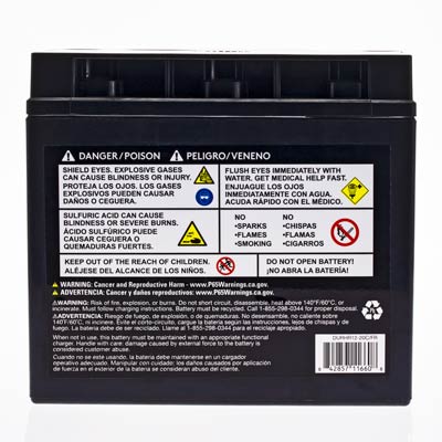 Duracell Ultra 12V 20AH High Rate AGM Sealed Lead Acid (SLA) Battery with M5 Insert Terminals