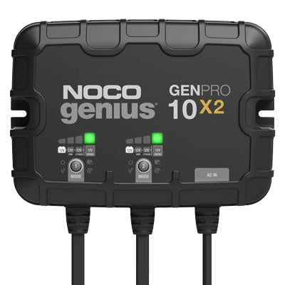 NOCO Genius 10x2 2-Bank 20A On-Board Charger for Auto, Marine, Heavy Duty, and Specialty Batteries