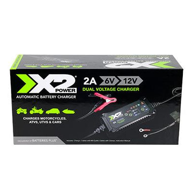 X2Power 2A 6V/12V Automatic Battery Charger and Maintainer for Motorcycle, and Powersport Batteries