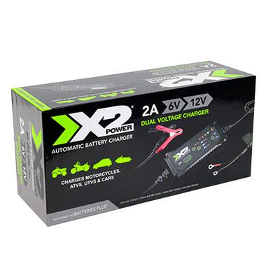 X2Power 2A 6V/12V Automatic Battery Charger and Maintainer for Motorcycle, and Powersport Batteries - 0