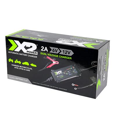 X2Power 2A 6V/12V Automatic Battery Charger and Maintainer for Motorcycle, and Powersport Batteries