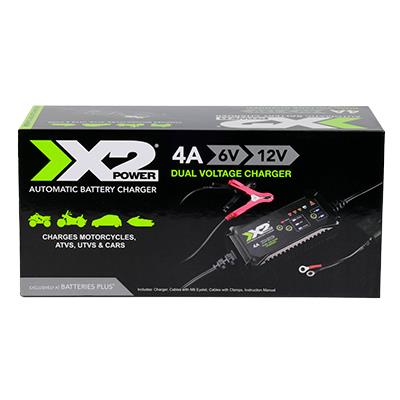 X2Power 4A 6V/12V Automatic Battery Charger and Maintainer for Automotive and Powersport Batteries
