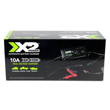 X2Power 10A 6V/12V Automatic Battery Charger/Maintainer for Automotive, Golf, & Marine Batteries