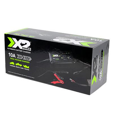 X2Power 10A 6V/12V Automatic Battery Charger/Maintainer for Automotive, Golf, & Marine Batteries - 0