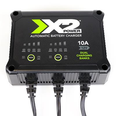 X2Power Dual Bank 12V 10A Marine Charger and Maintainer for Automotive & Heavy Duty Batteries
