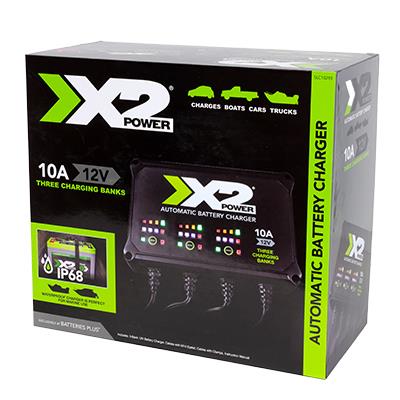 X2Power 3-Bank 12V 10A Marine Battery Charger and Maintainer for Automotive & Heavy Duty Batteries