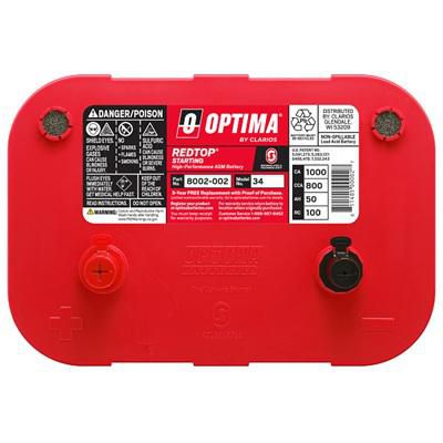 Optima Red Top Car Battery | Group 34 | 800CCA AGM