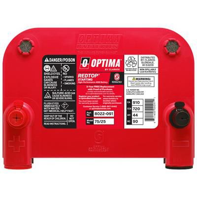 Optima Red Top Car Battery | Group 75/25 | 720CCA