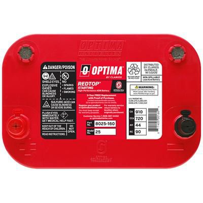 Optima Red Top Car Battery | Group 25 | 720CCA