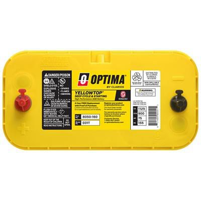 Optima Yellow Top Heavy Duty Battery | Dual Purpose AGM | 900CCA | Group Size 31