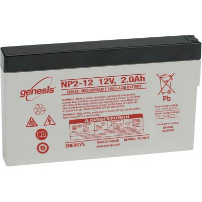 Genesis NP 12V 2AH AGM Sealed Lead Acid (SLA) Battery with F1 Terminals