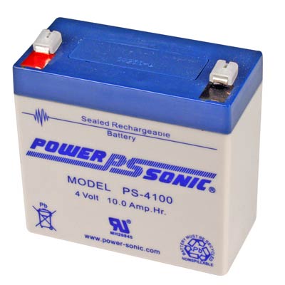 Power Sonic 4V 10AH AGM Sealed Lead Acid (SLA) Battery with F1 Terminals