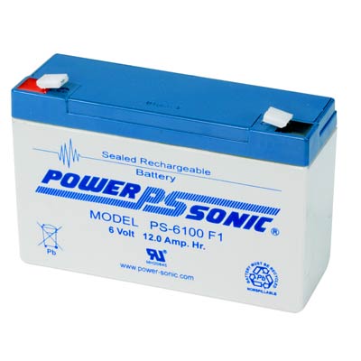 Power Sonic 6V 12AH AGM Sealed Lead Acid (SLA) Battery with F1 Terminals