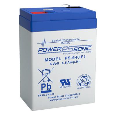 Power Sonic 6V 4.5AH AGM Sealed Lead Acid (SLA) Battery with F1 Terminals