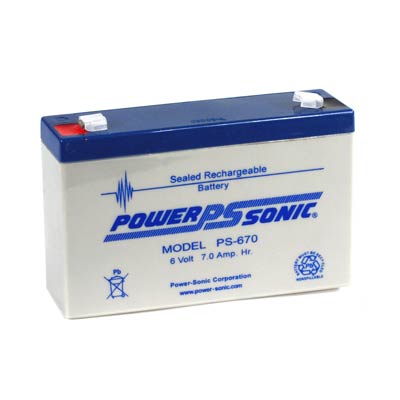 POWPS-670F Power Sonic 6V 7AH AGM Sealed Lead Acid (SLA) Battery with F1 Terminals