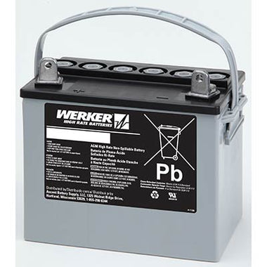 Werker 12V 33AH Deep Cycle AGM Sealed Lead Acid (SLA) Battery with J Terminals