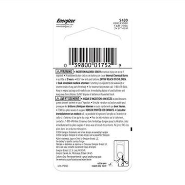 Energizer CR2430 3V Lithium Coin Battery - 0