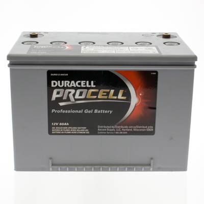 Duracell ProCell 12V 60AH GEL Sealed Lead Acid (SLA) Battery with M8 Insert Terminals