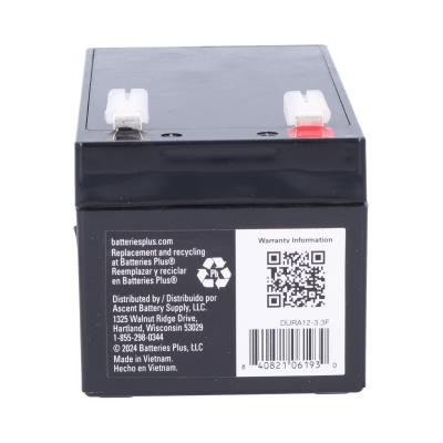 Duracell Ultra 12V 3.3AH General Purpose AGM Sealed Lead Acid (SLA) Battery with F1 Terminals