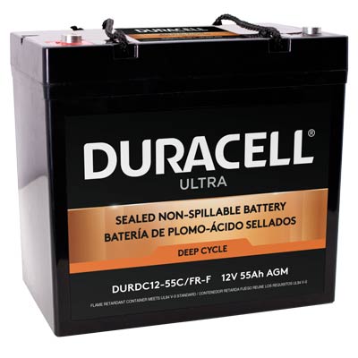 Duracell Ultra 12V 55AH Deep Cycle AGM Sealed Lead Acid (SLA) Battery with M6 Insert Terminals