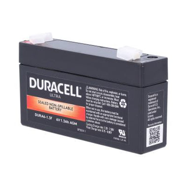 Duracell Ultra 6V 1.3AH General Purpose AGM Sealed Lead Acid (SLA) Battery with F1 Terminals - 0