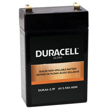 Duracell Ultra 6V 2.9AH General Purpose AGM Sealed Lead Acid (SLA) Battery with F1 Terminals