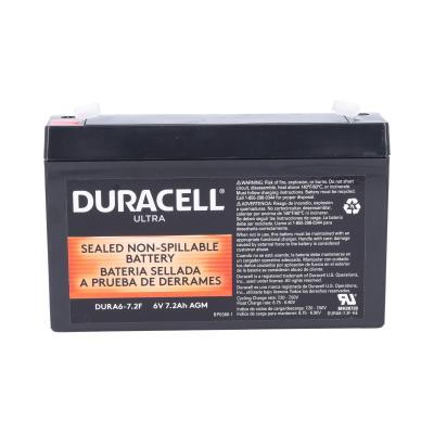 Duracell Ultra 6V 7.2AH General Purpose AGM Sealed Lead Acid (SLA) Battery with F1 Terminals