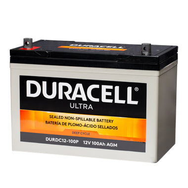 Duracell Ultra 12V 100AH Deep Cycle AGM Sealed Lead Acid (SLA) Battery with P Terminals