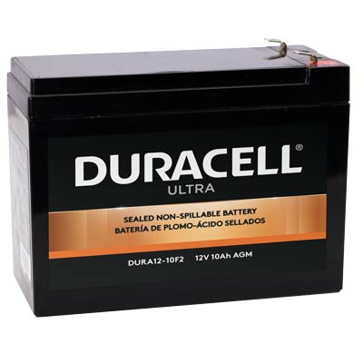 Duracell Ultra 12V 10AH General Purpose AGM Sealed Lead Acid (SLA) Battery with F2 Terminals