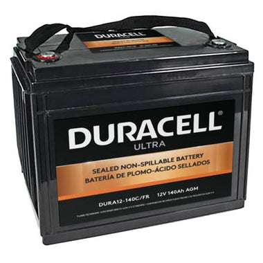 Duracell Ultra 12V 140AH General Purpose AGM Sealed Lead Acid (SLA) Battery with M6 Insert Terminals