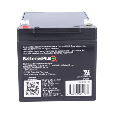 Duracell Ultra 12V 14AH General Purpose AGM Sealed Lead Acid (SLA) Battery with F2 Terminals