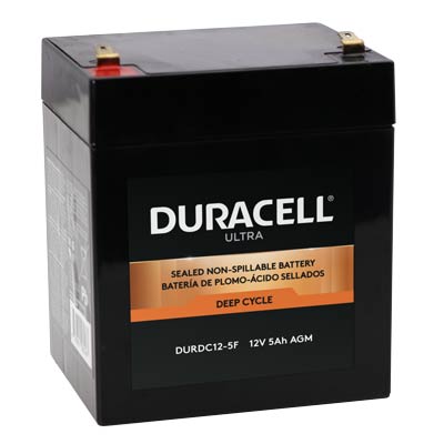 Duracell Ultra 12V 5AH Deep Cycle AGM Sealed Lead Acid (SLA) Battery with F1 Terminals