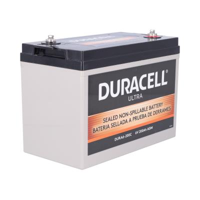 Duracell Ultra 6V 200AH General Purpose AGM Sealed Lead Acid (SLA) Battery with M6 Insert Terminals