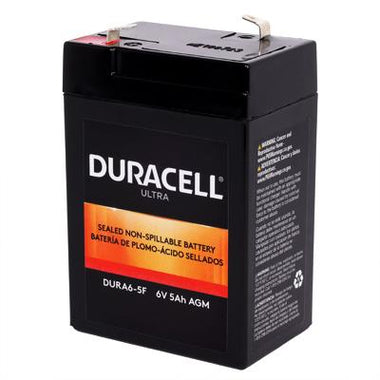 Duracell Ultra DURA6-5F 6V 5AH General Purpose AGM Sealed Lead Acid (SLA) Battery with F1 Terminals - 0